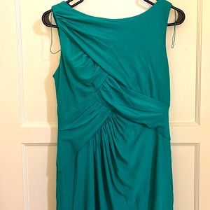 Beautiful teal midi dress-  Adriana Papell. Elegant and perfect for a wedding.